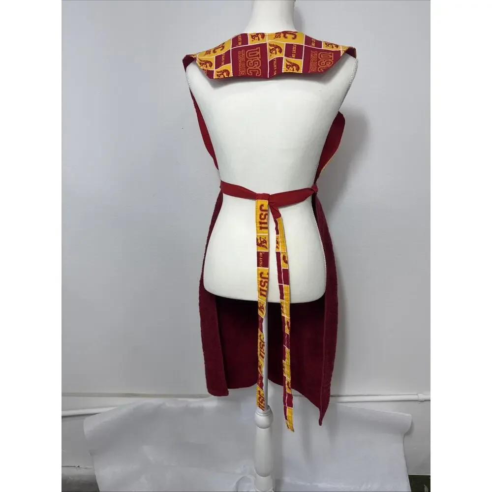 Upcycled USC Trojans Towel Apron Handmade University of Southern California BBQ